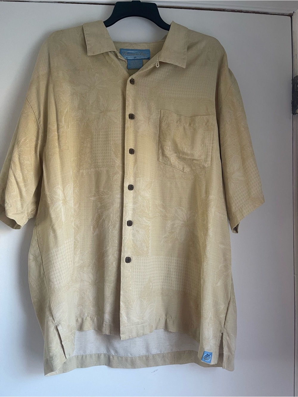 Men's Light Yellow Short-Sleeve Camp Shirt - Unbranded